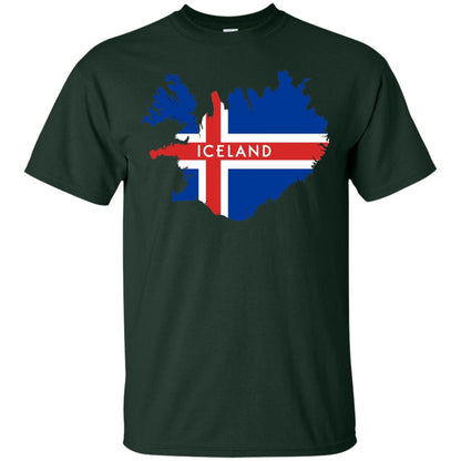 Iceland T-shirt With Flag And Map Forest