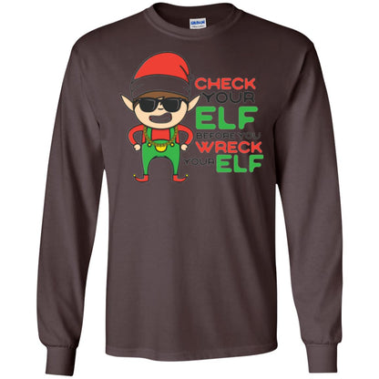 Christmas T-shirt Check Your Elf Before You Wreck Your Elf Dark Chocolate