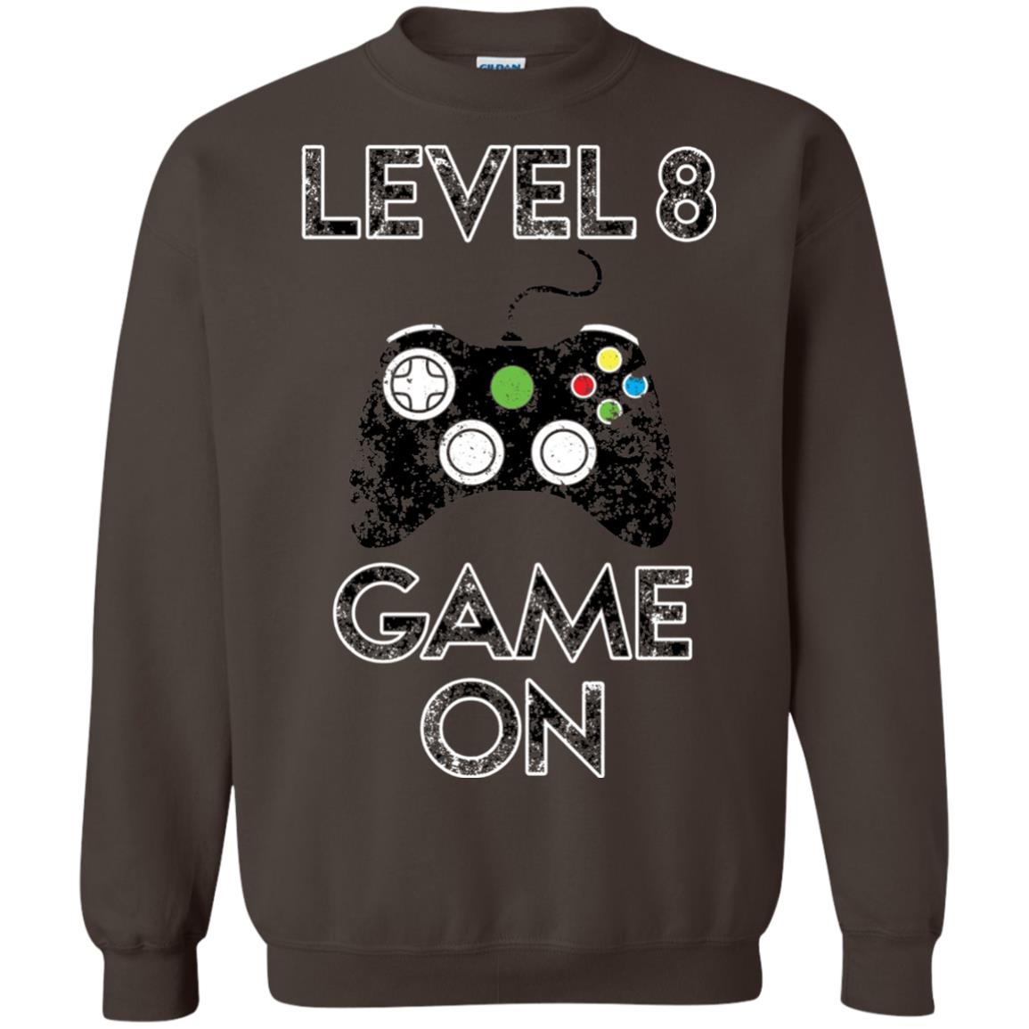Level 8 Game On 8th Birthday Gift T-shirt Dark Chocolate