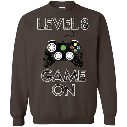 Level 8 Game On 8th Birthday Gift T-shirt Dark Chocolate
