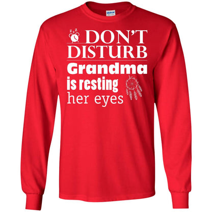 Don't Disturb Grandma Is Resting Her Eyes Funny Grandmom Shirt Red