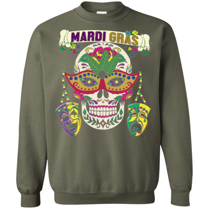 Mardi Gras Skull T-shirt Military Green