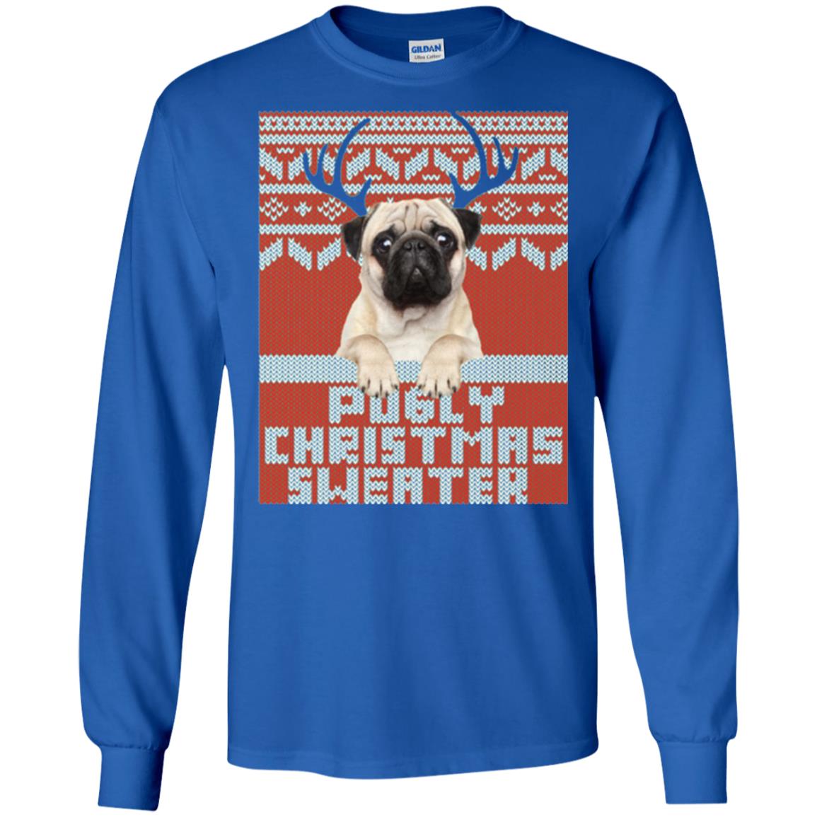Dog Lovers T-shirt Pugly Christmas Sweater Royal