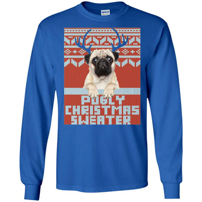 Dog Lovers T-shirt Pugly Christmas Sweater Royal