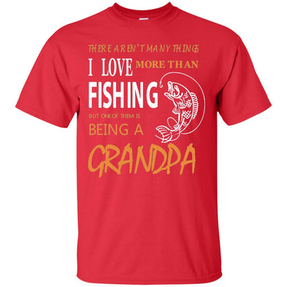 Fishing Buddy Fishing Grandpa T-shirt Love More Than Fishing Red