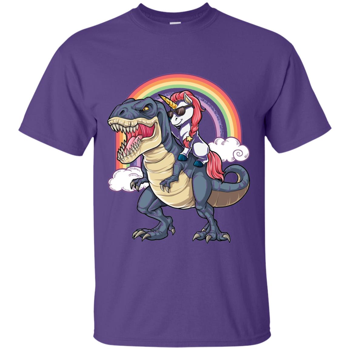 Unicorn Riding Dinosaur Shirt Unicorns Rainbow Purple