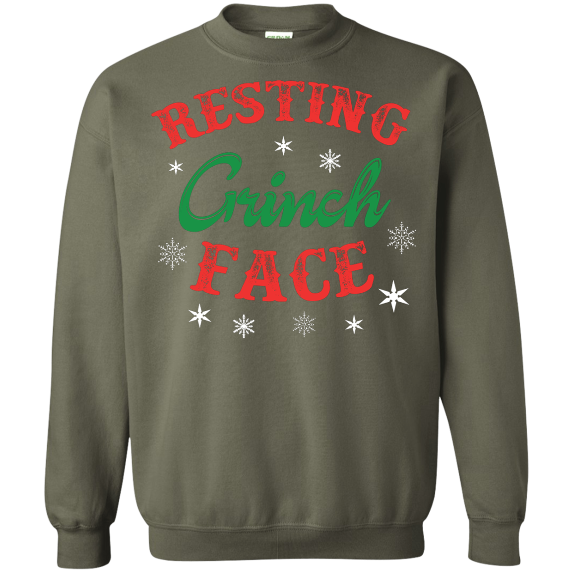 Christmas T-Shirt Resting Grinch Face Military Green