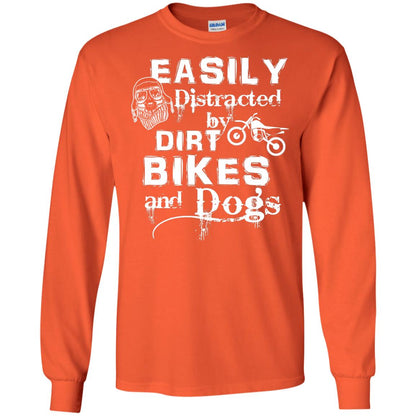 Dogs And Bikes Lover T-shirt Easily Distracted By Dirt Bikes And Dogs Orange