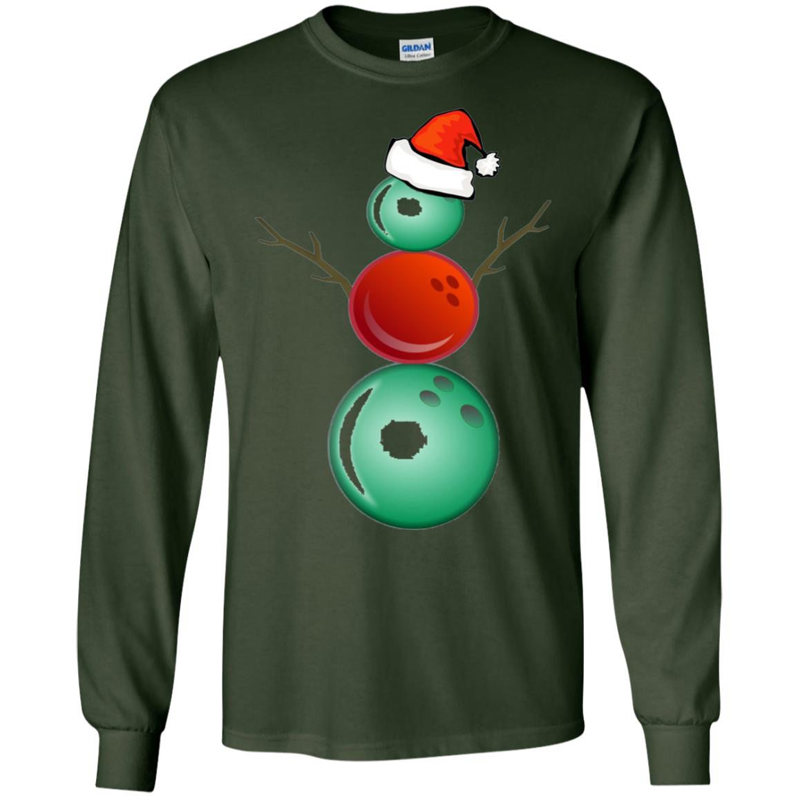 Funny Christmas Shirts Bowling Snowman Forest Green