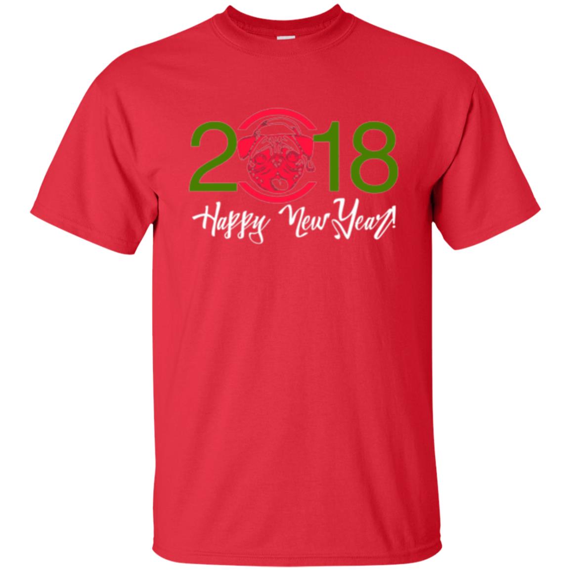 Dog Lovers T-shirt Happy New Year 2018 Red