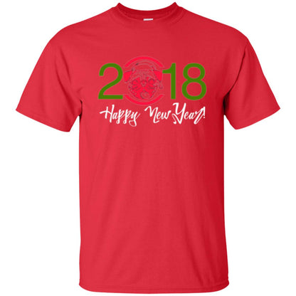 Dog Lovers T-shirt Happy New Year 2018 Red