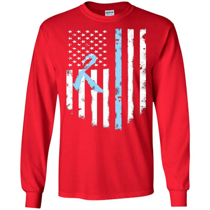 Ribbon American Flag Prostate Cancer Awareness Shirt Red