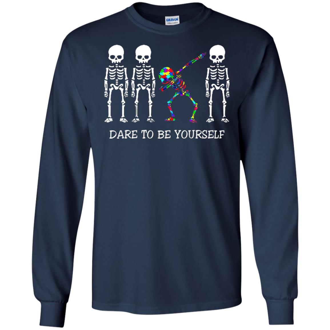 Dare To Be Yourself Autism Awareness T-shirt Navy