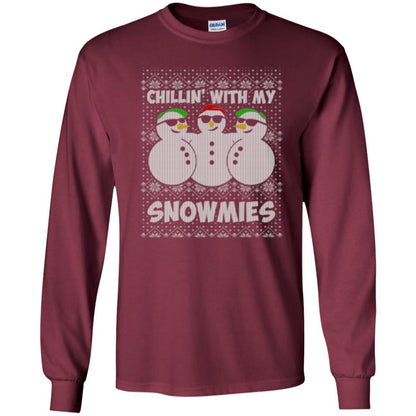 Christmas T-shirt Chillin With My Snowmies Maroon