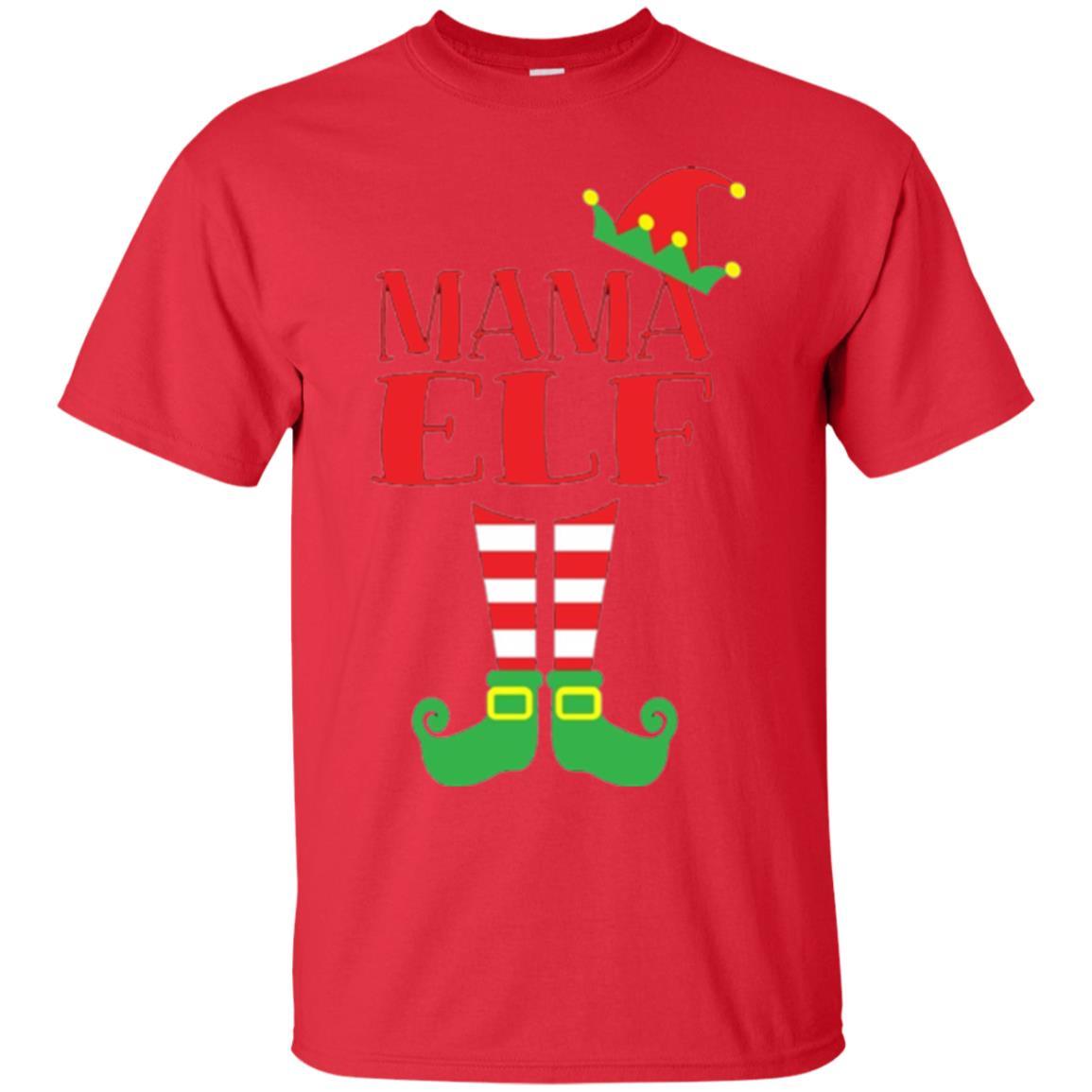 Family Christmas T-shirt Mama Elf T-shirt Red