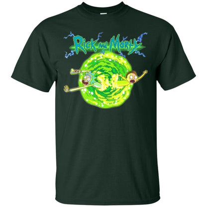 Rick Morty T-shirt Portal Glow Lightning Logo Forest Green