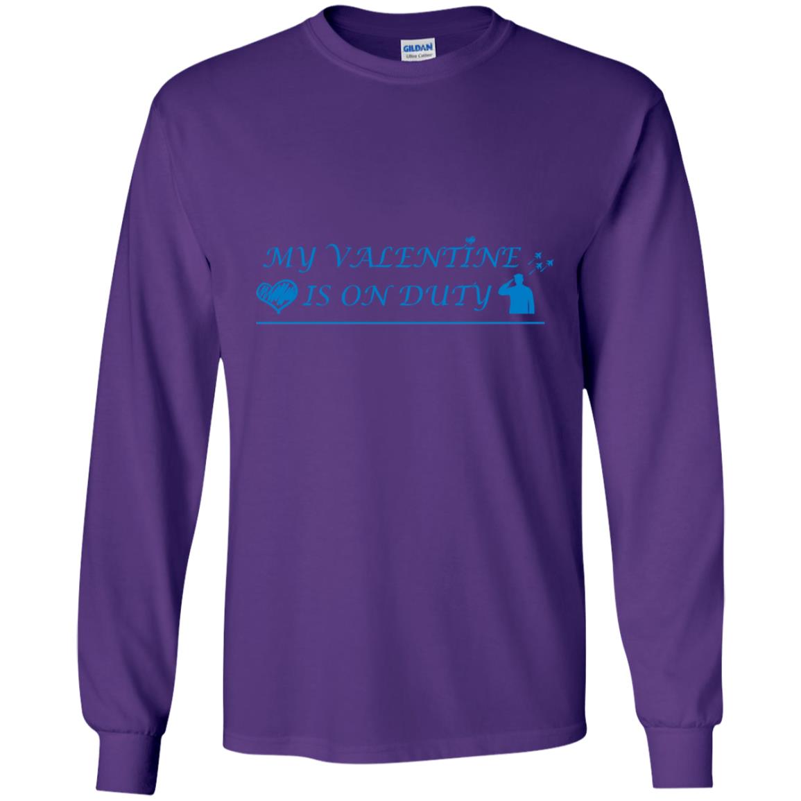 My Valentine Is On Duty Military's Girlfriend Shirt Purple