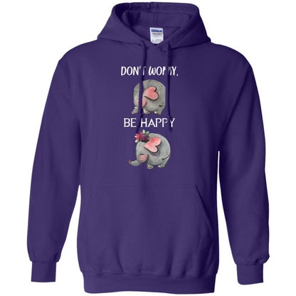 Don't Worry Be Happy Elephant Best Quote Shirt Purple