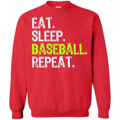 Baseball T-shirt Eat Sleep Baseball Repeat Red