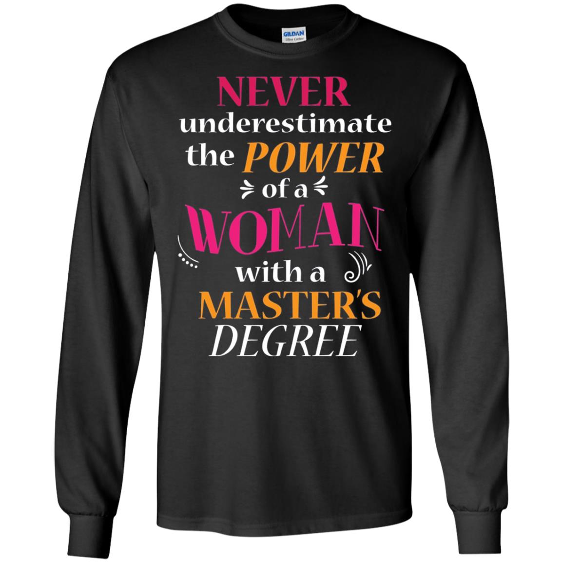 Funny Masters Degree T-shirt Never Underestimate The Power Black