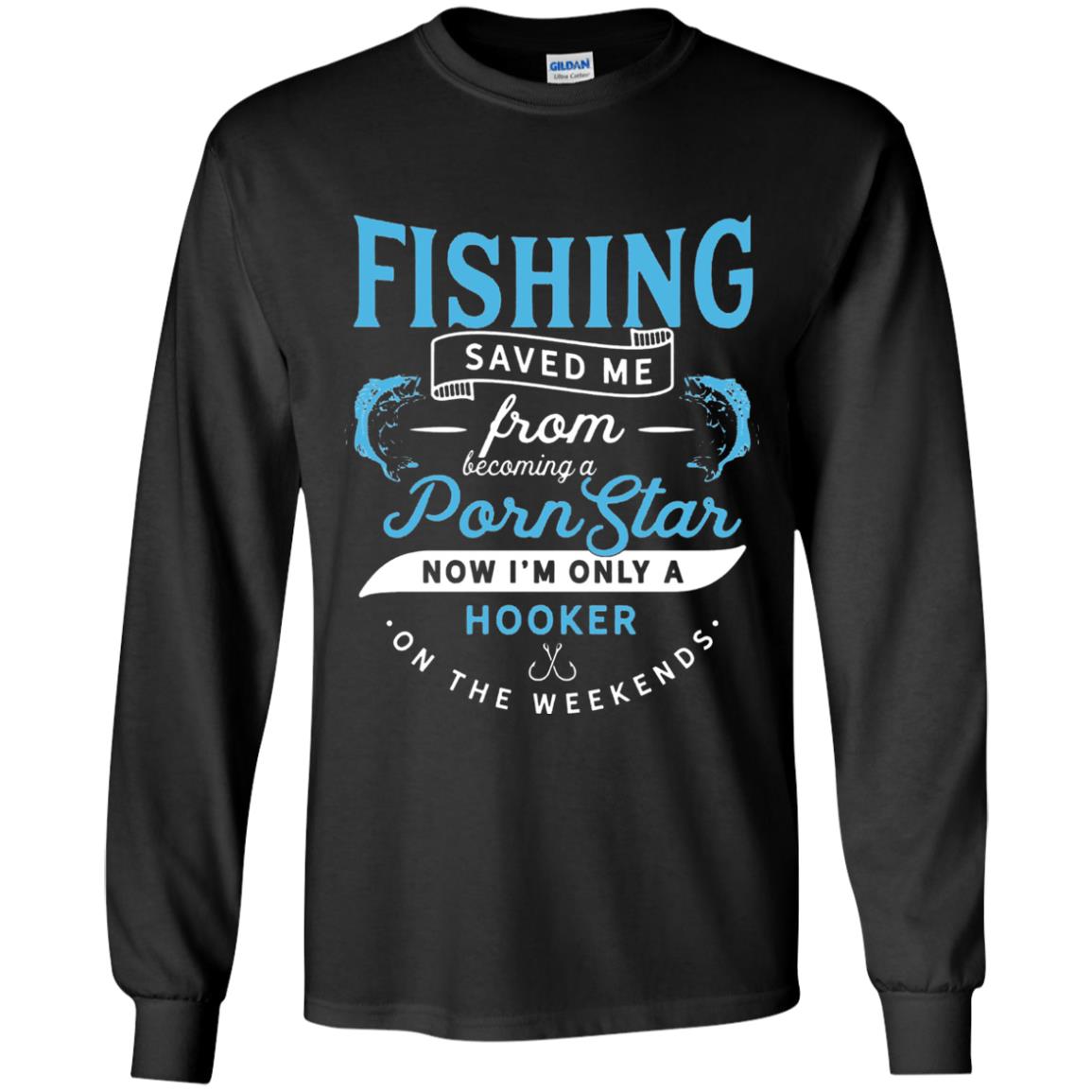 Funny Fishing Tshirts Im Only A Hooker On The Weekends Black