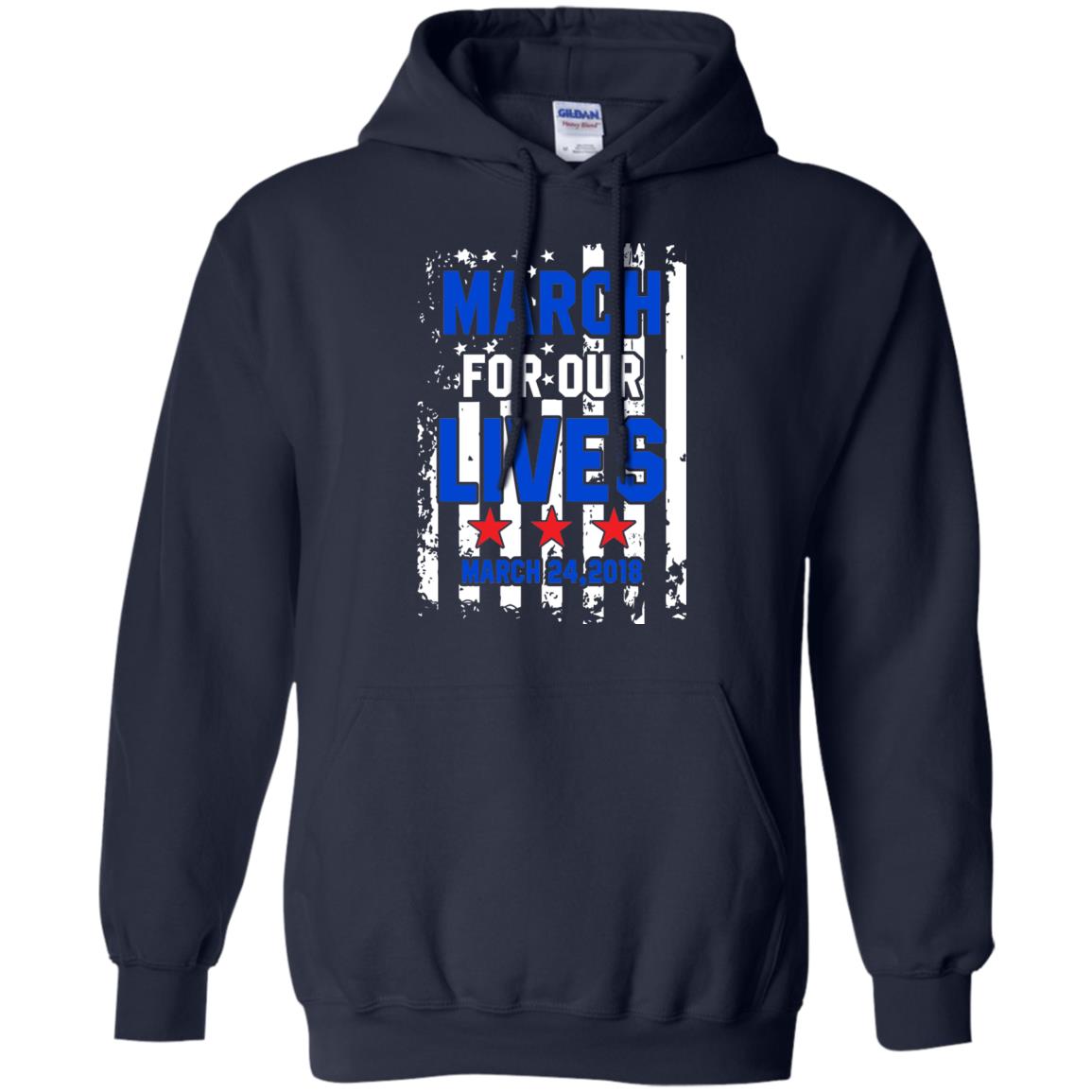 March For Our Lives With American Flag Gun Control T-shirt Navy