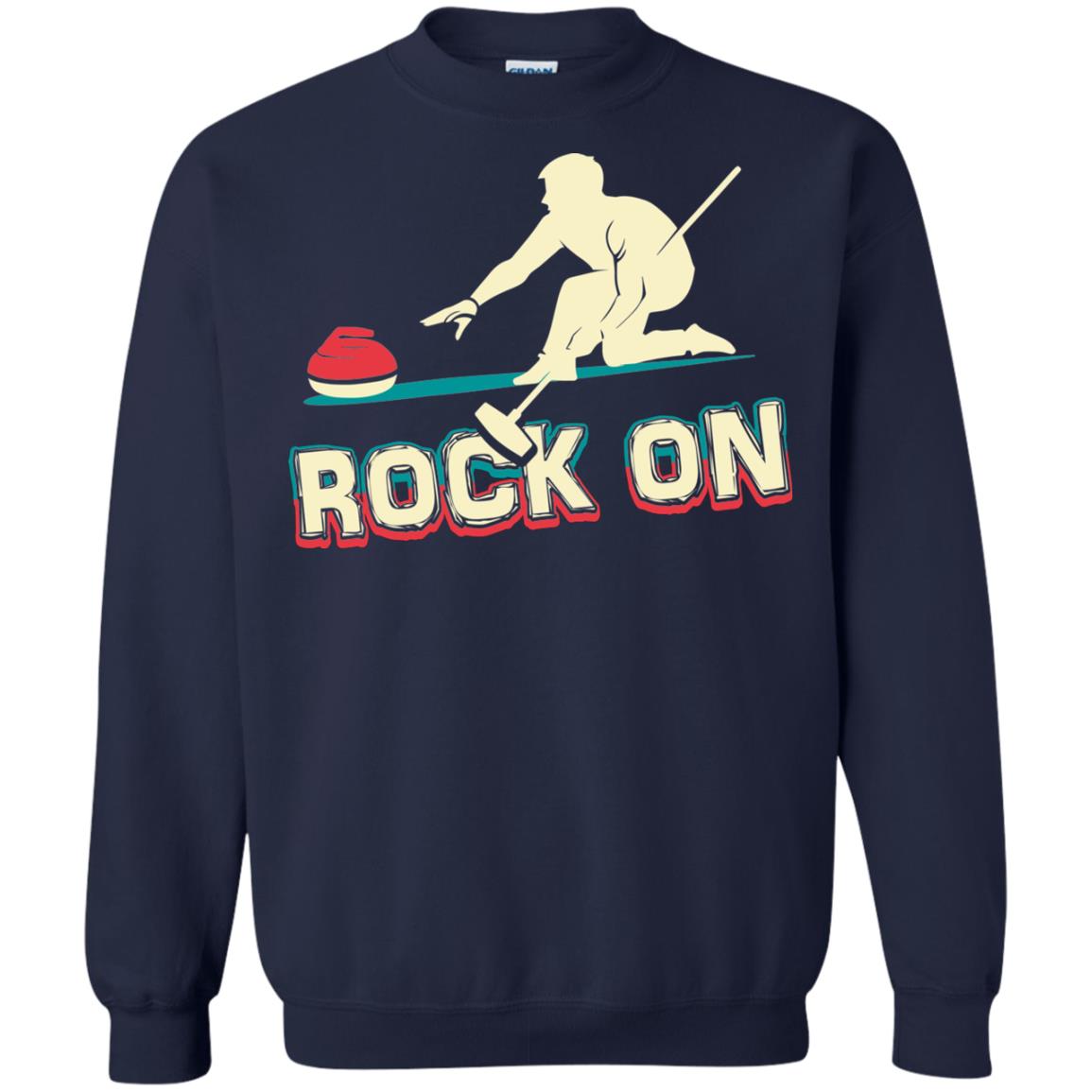 Curling Winter Lover T-shirt Rock On Curling Winter Sports Navy