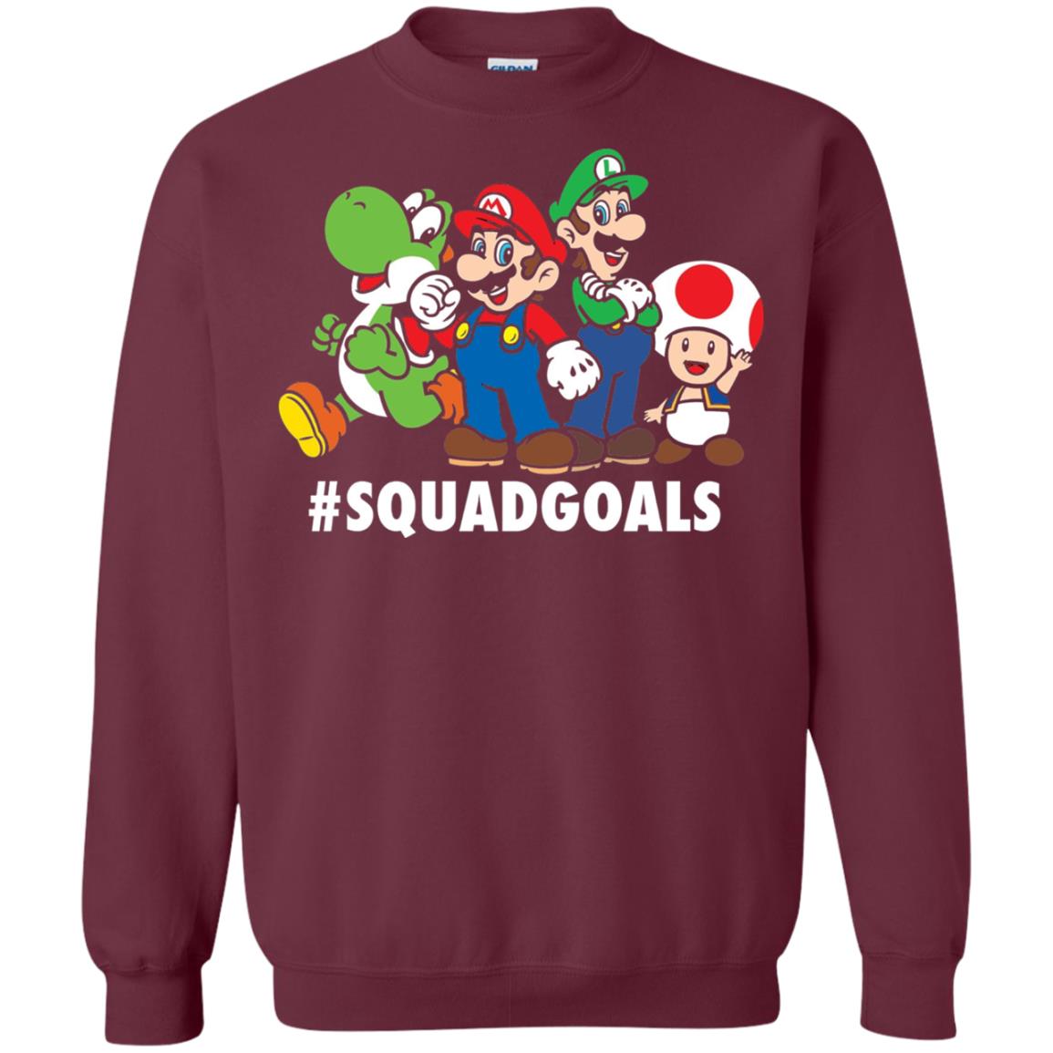 Nintendo Super Mario Luigi #squadgoals Gamer T-shirt Maroon