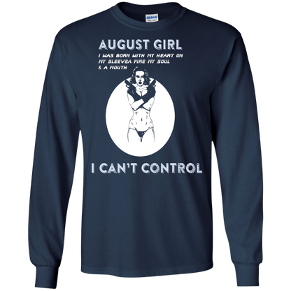 August Girl I Was Born With My Heart T-shirt Navy
