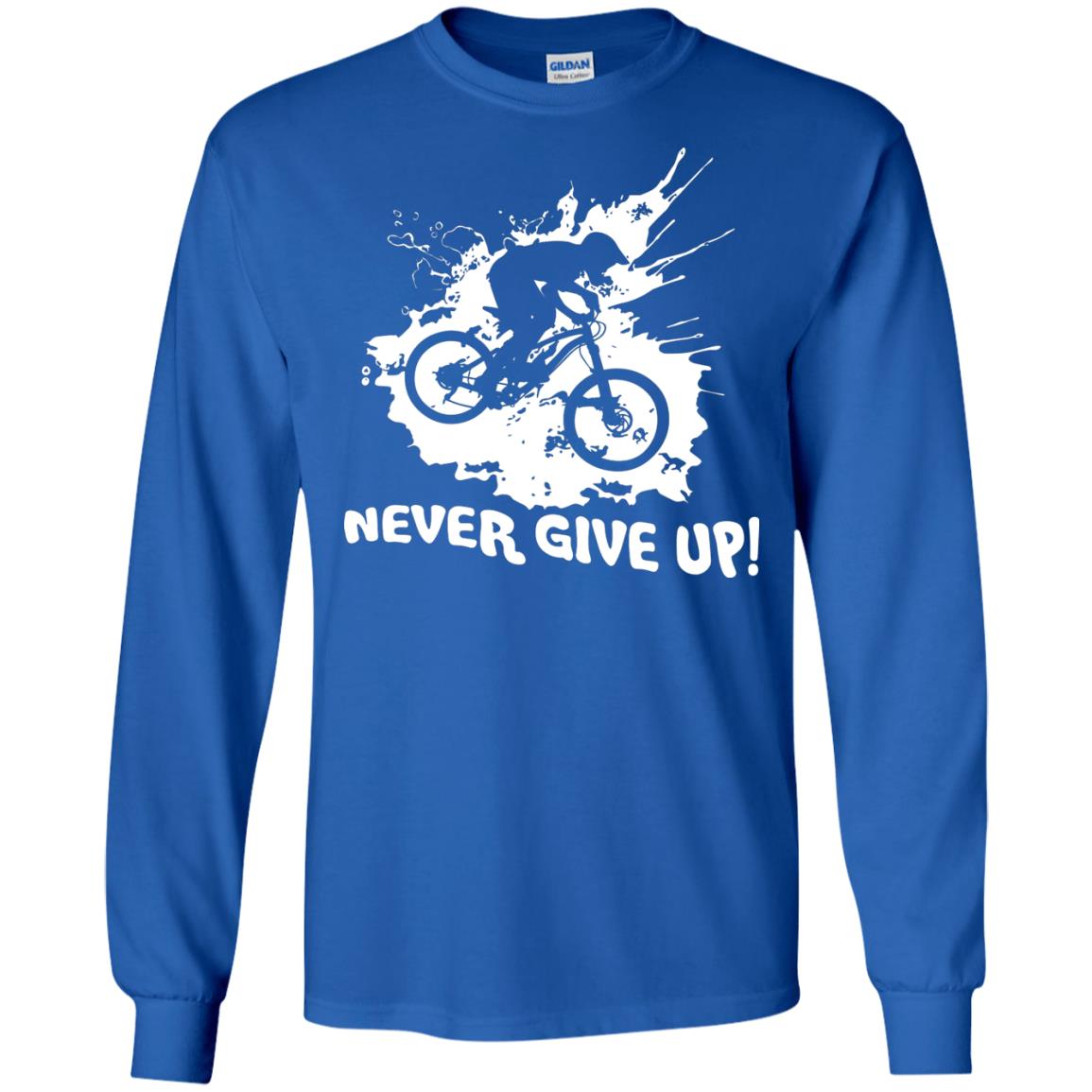 Biker T-shirt Never Give Up Royal