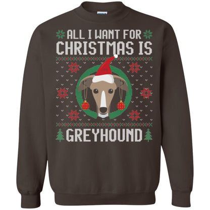 Chirstmas T-shirt All I Want For Christmas Is Greyhound Dark Chocolate