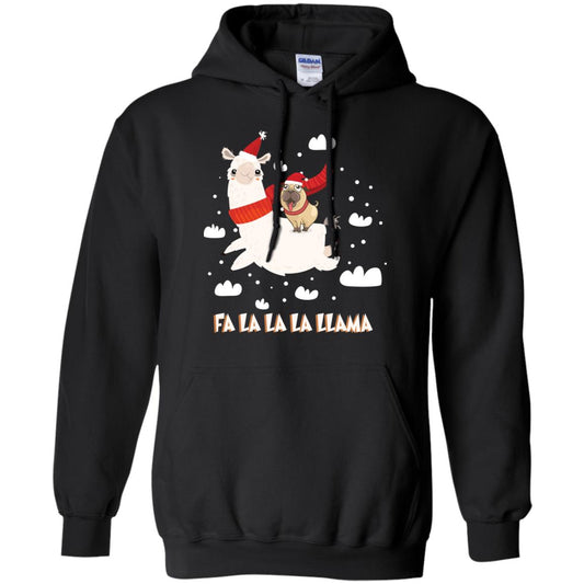 Fa La La La Llama With Pug X-mas Gift Shirt Black