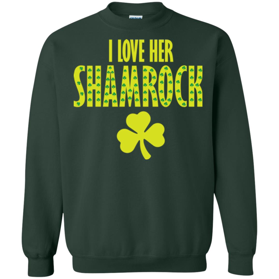 St. Patrick's Day T-shirt I Love Her Shamrock Forest Green