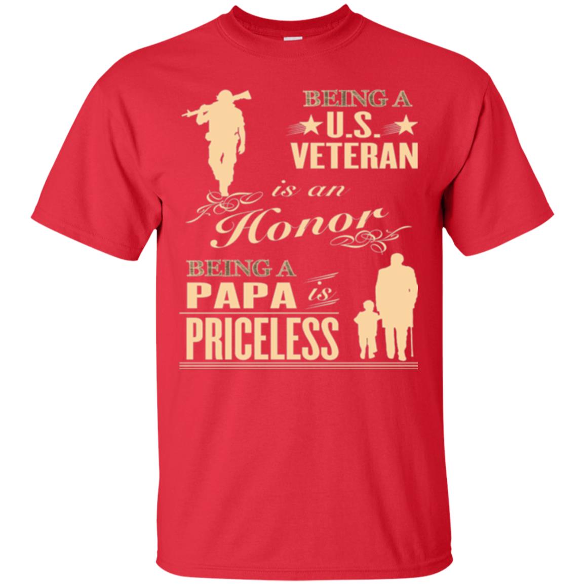 Papa T-shirt Being A U.s Veteran Red