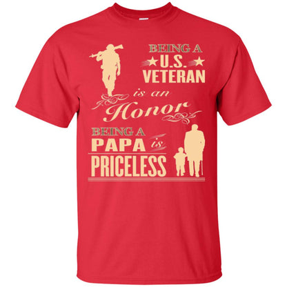 Papa T-shirt Being A U.s Veteran Red