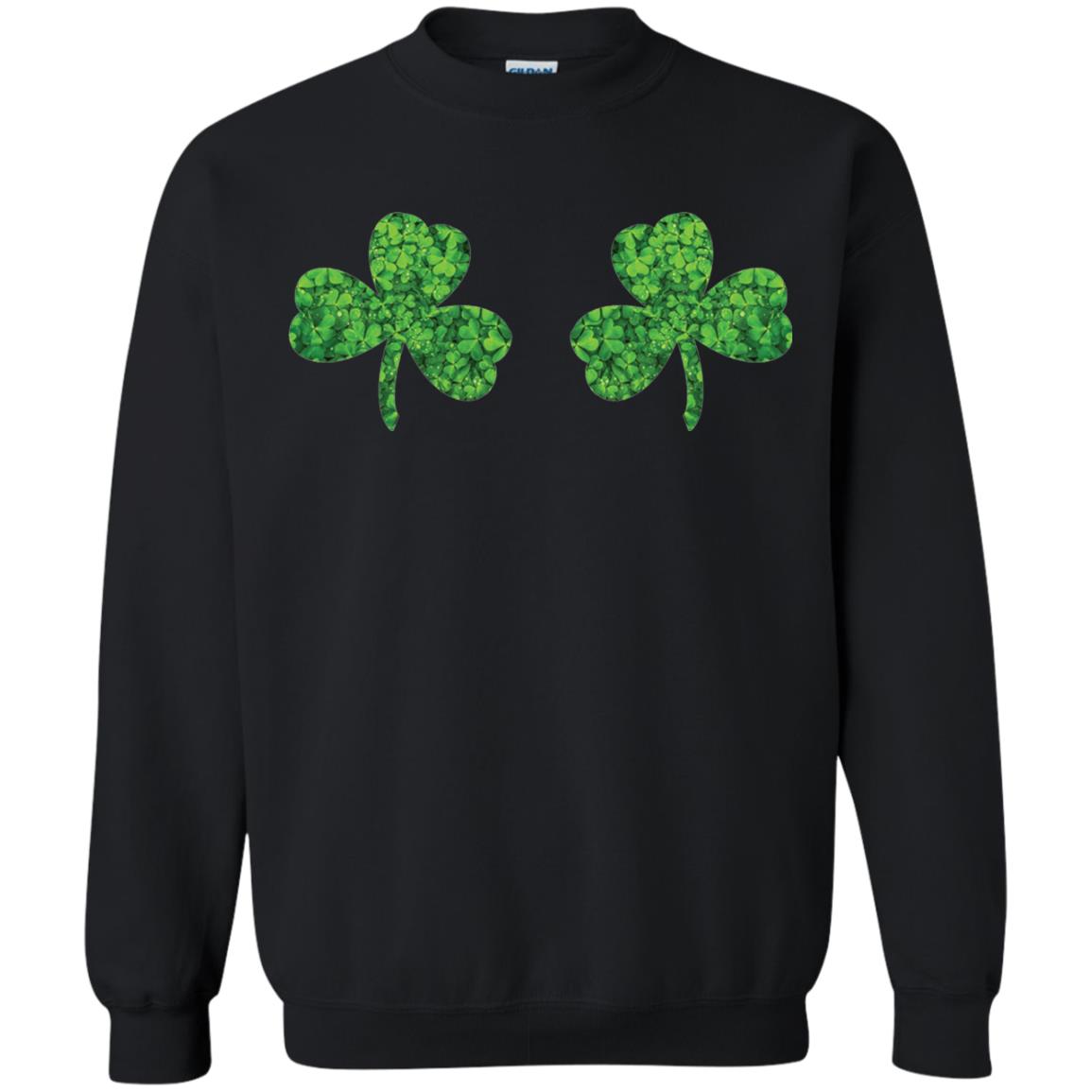 Shamrock Boobs Funny Saint Patrick_s Day T-shirt Black
