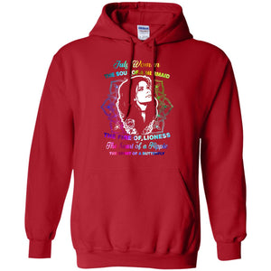 July Woman Shirt The Soul Of A Mermaid The Fire Of Lioness The Heart Of A Hippeie The Spirit Of A ButterflyG185 Gildan Pullover Hoodie 8 oz.