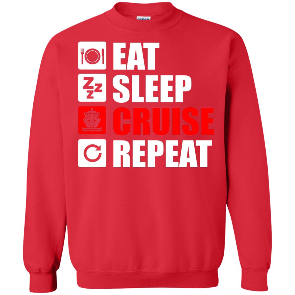 Eat Sleep Cruise Repeat Summer Vacation T-shirt Red