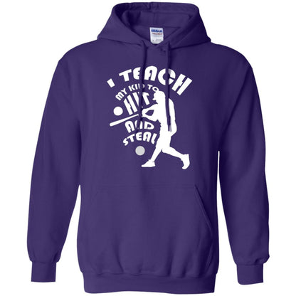 Baseball Lover T-shirt I Teach My Kid To Hit And Steal Purple