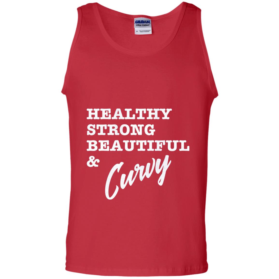 Bold Exercise T-shirt Healthy Strong Beautiful And Curvy Red