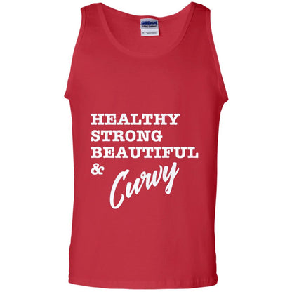 Bold Exercise T-shirt Healthy Strong Beautiful And Curvy Red