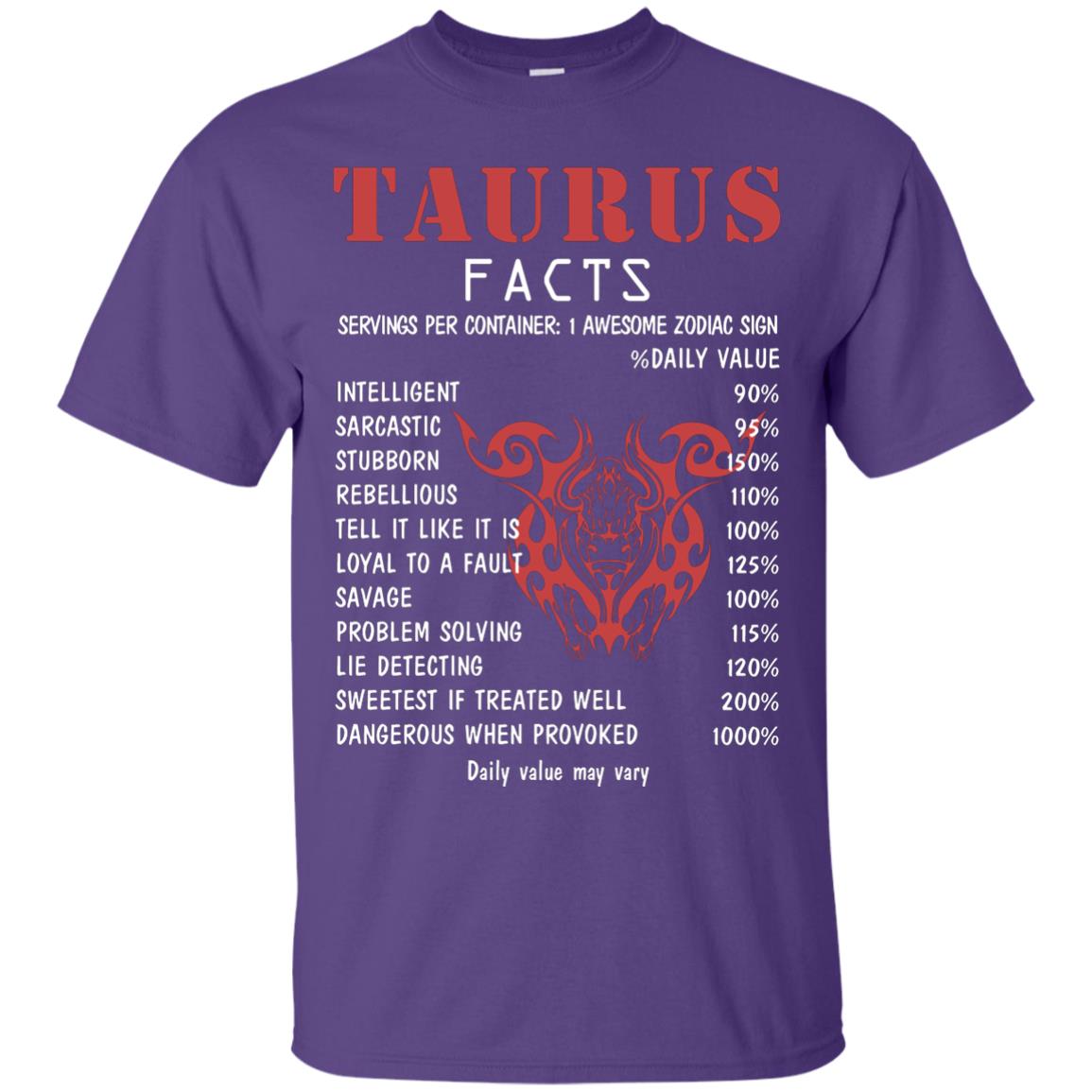 Taurus Facts 1 Awesome Zodiac Sign Gift Shirt For Taurus Horoscope Purple