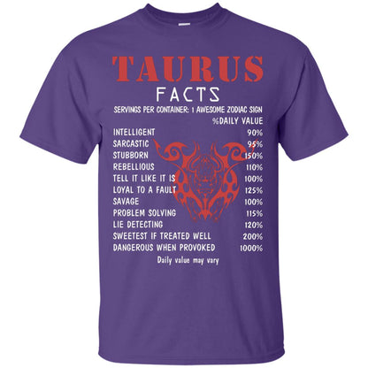 Taurus Facts 1 Awesome Zodiac Sign Gift Shirt For Taurus Horoscope Purple