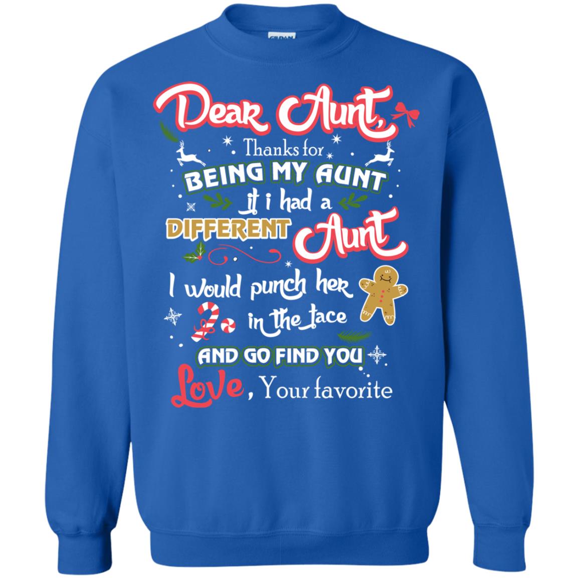 Dear Aunt Thank For Being My Aunt Christmas Holiday T-shirt Royal