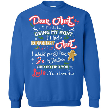 Dear Aunt Thank For Being My Aunt Christmas Holiday T-shirt Royal