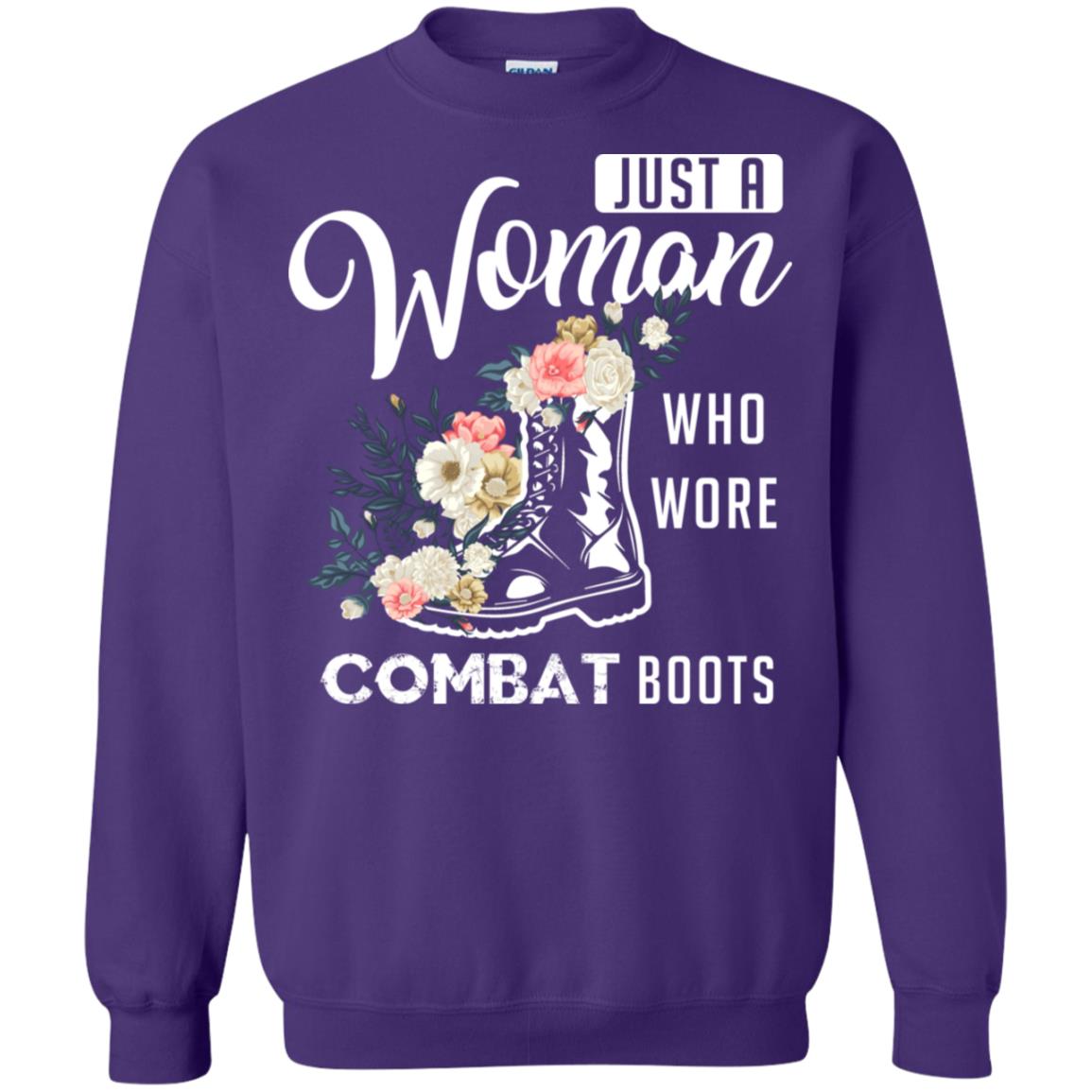 Just A Woman Who More Combat Boots Female Veteran T-shirt Purple