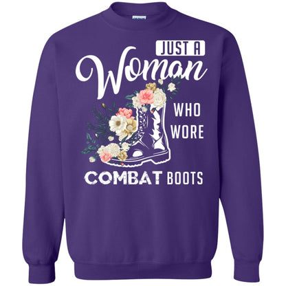 Just A Woman Who More Combat Boots Female Veteran T-shirt Purple