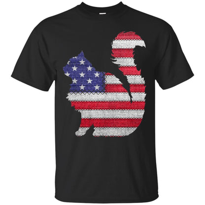 Patriotic Maine Coon American Flag Embroidery T-shirt Black