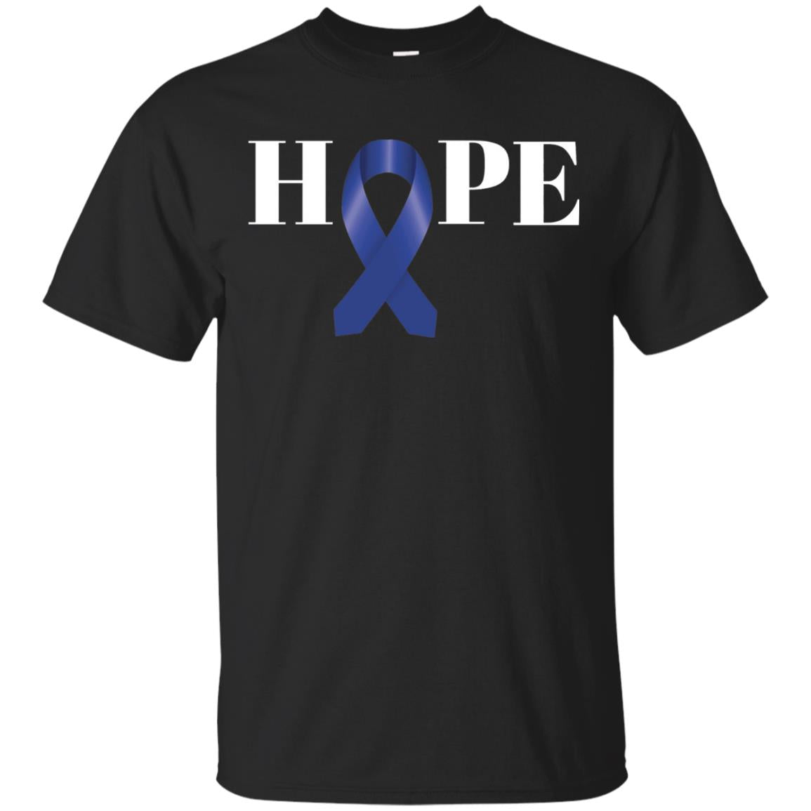 Hope Blue Ribbon Cancer Awareness Colon Cancer T-shirt Black
