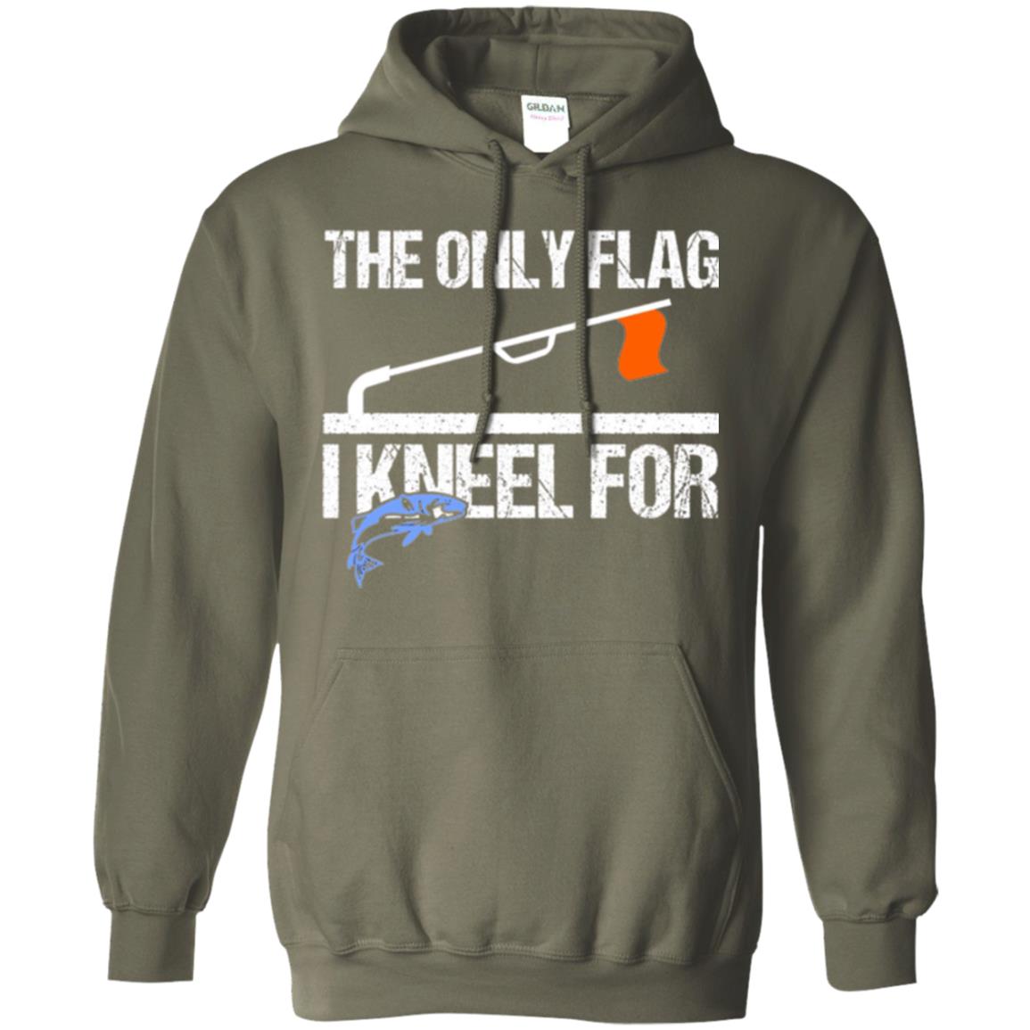 Fishing Lovers T-shirt The Only Flag I Kneel For Military Green